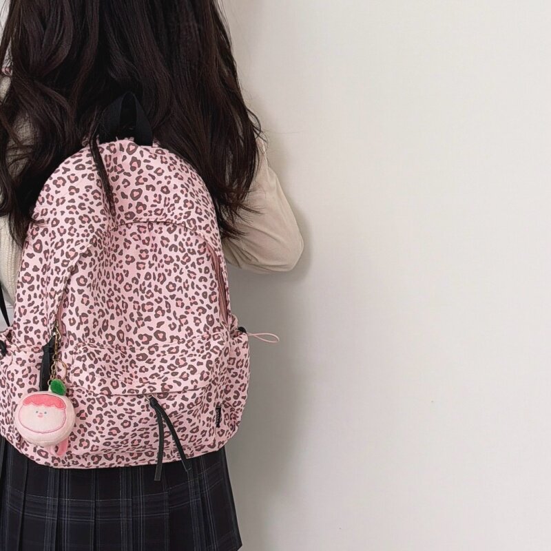 书包女韩版ullzang中学生高颜值ins轻便豹纹背包尼龙防泼水双肩包