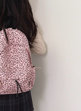 书包女韩版ullzang中学生高颜值ins轻便豹纹背包尼龙防泼水双肩包