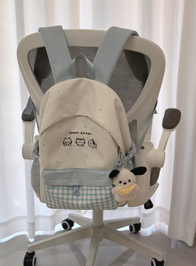 书包女可爱百搭小清新格子高颜值初中高中生双肩包大学生上课背包