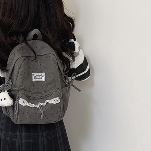 灯芯绒可爱少女心双肩包 韩系ins小清新初高中学生书包女轻便背包