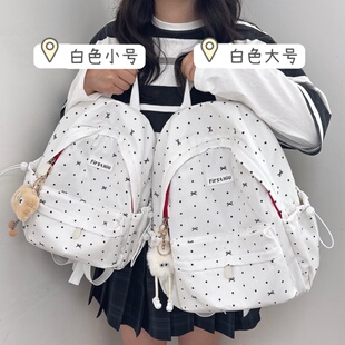 高颜值波点蝴蝶结背包少女日系初高中学生书包女大学生旅行双肩包