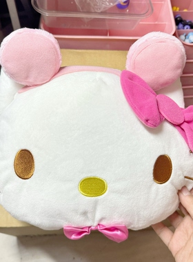日本购回HelloKitty毛绒包，白色脸配粉色蝴蝶结kt