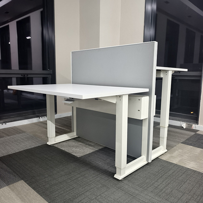 Humanscale手动升降桌站坐交替工作台2人对桌电脑桌职员升降卡位