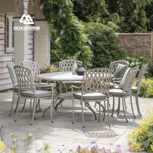 西窗户外庭院桌椅套装铸铝防晒庭院家具高端大气上档次室外餐桌椅
