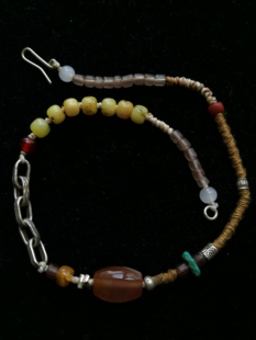 设计师手作项链S925银随型琥珀天然绿松石项链小众纳瓦霍项链颈链