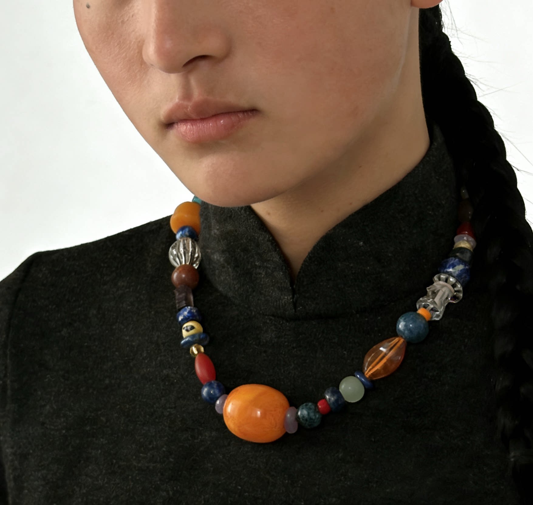 手作设计师s925银特色多宝项链原创小众复古设计颈链项链清迈老银