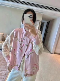 欧洲站2026春季 新款女装时尚圆领长袖T恤衫外搭刺绣马甲两件套潮