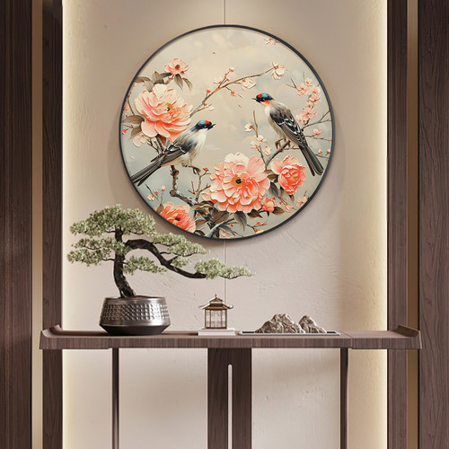 新中式入户喜上眉梢玄关装饰画