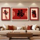 百福图客厅装 福满新居沙发背景墙挂画轻奢大气三联壁画 饰画新中式