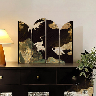 新中式桌面屏风摆件装饰画中古风玄关边柜装饰品小摆画可折叠礼物