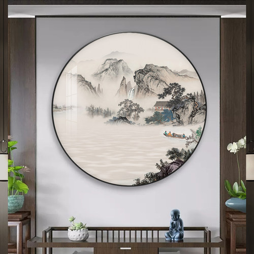 新中式圆形装饰画客厅办公室挂画