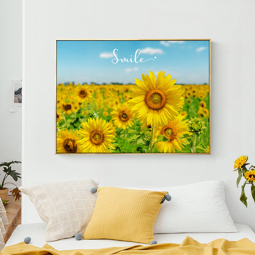 现代简约向日葵装饰画客厅背景墙壁画餐厅房间卧室床头挂画太阳花
