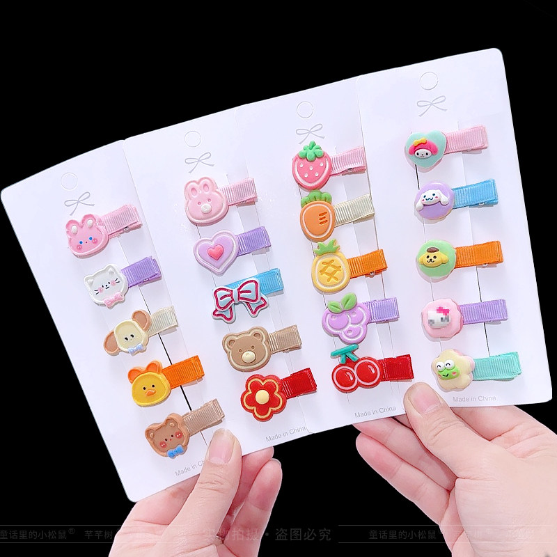 女宝宝不伤发发夹布艺全包卡通发卡婴幼儿碎发整理侧边夹可爱发饰