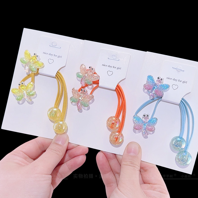 儿童扎高马尾彩珠发绳小女孩绕绕皮筋公主高弹力不伤发双头橡皮筋