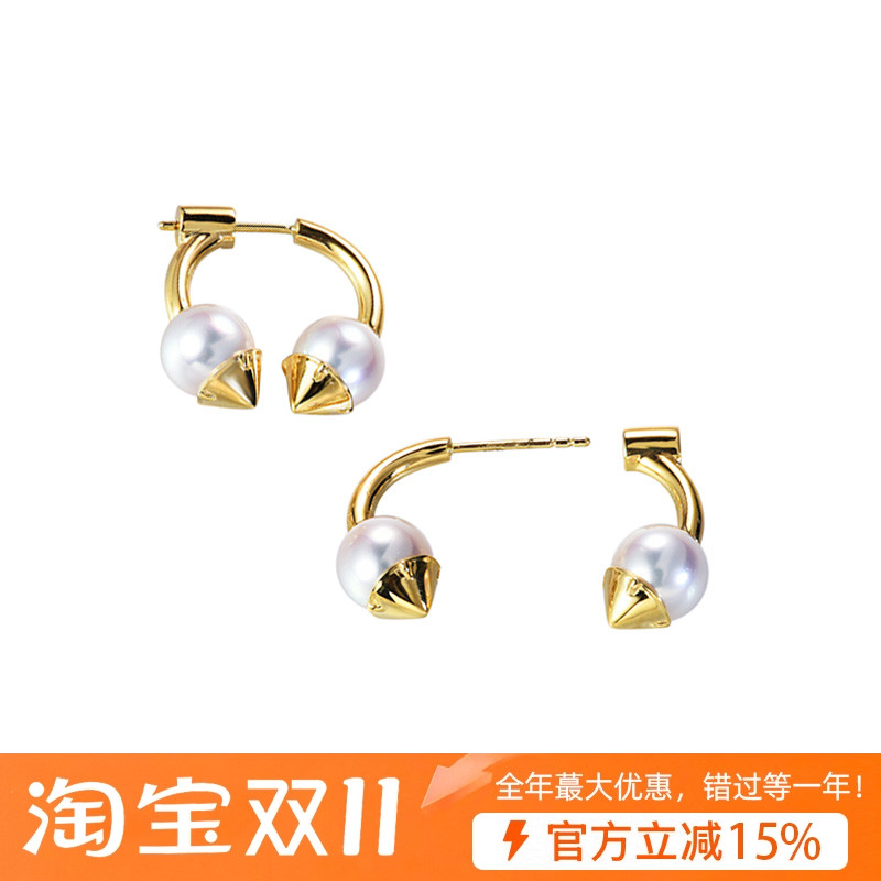 T家同款refined野性珍珠耳环18k金石榴石耳钉女天女akoya海水珍珠