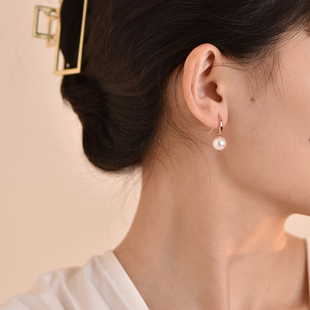 akoya天然海水天女珍珠耳钉18K玫瑰金珍珠耳钩经典 简约耳饰