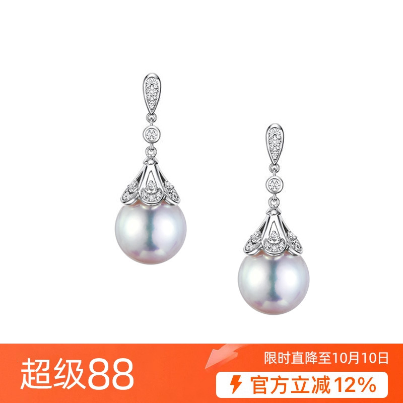 复古宫廷风系列M家同款耳坠日本akoya珍珠耳环18k金天女珠耳环