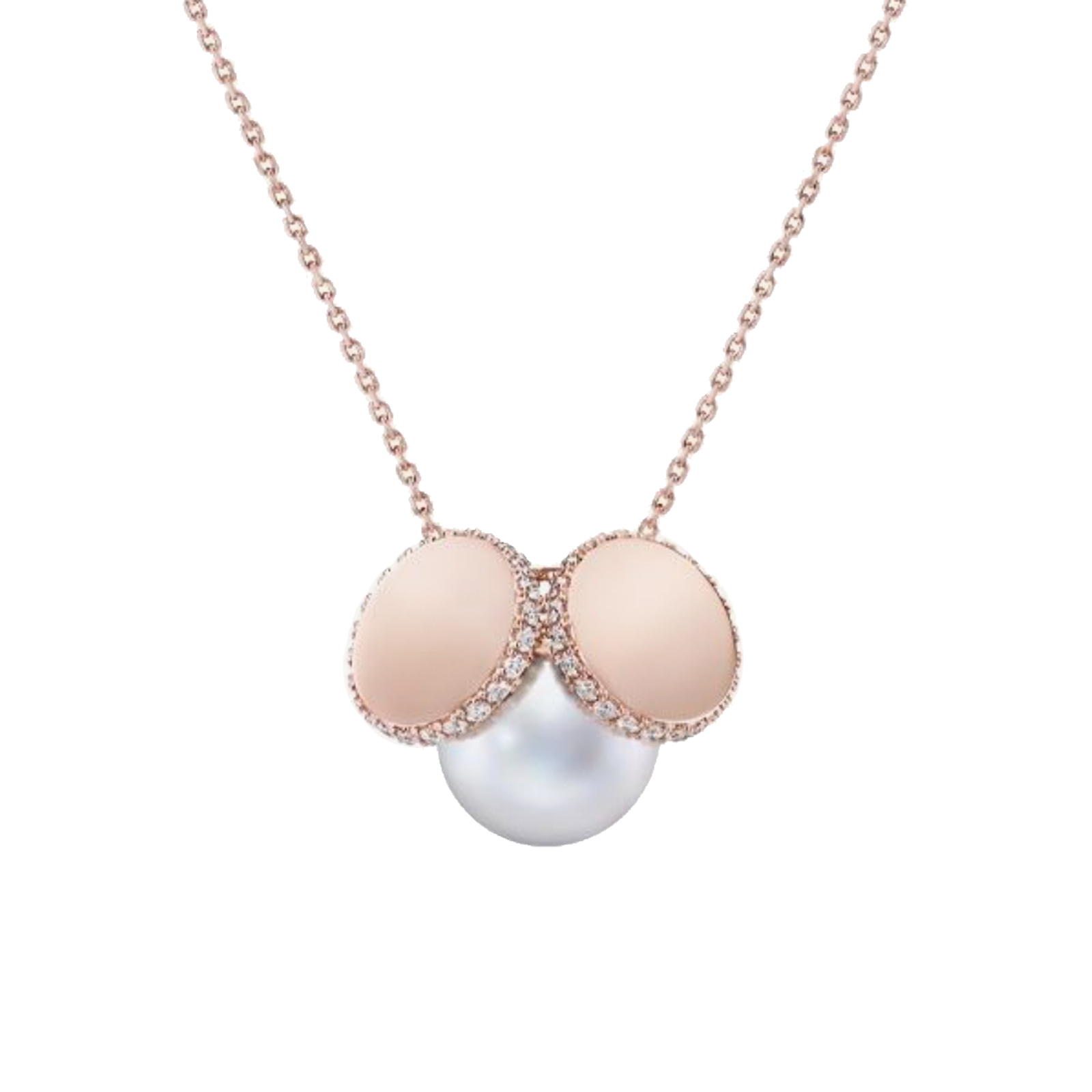 珍珠项链女18K玫瑰金钻石项链