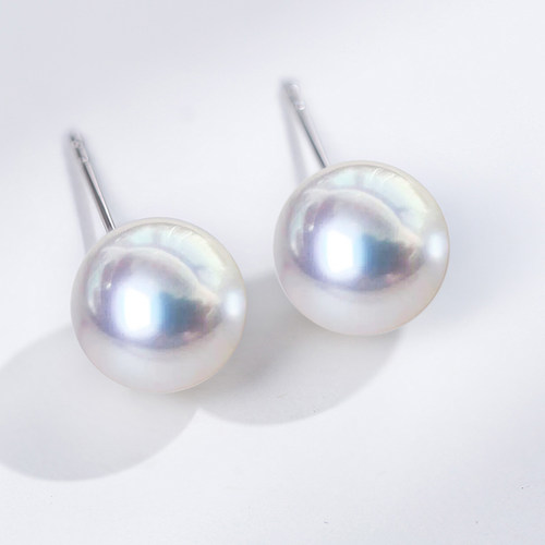 18K金基础款澳白珍珠耳钉9-10-11-12-13-14-15MM澳白海水珍珠耳环