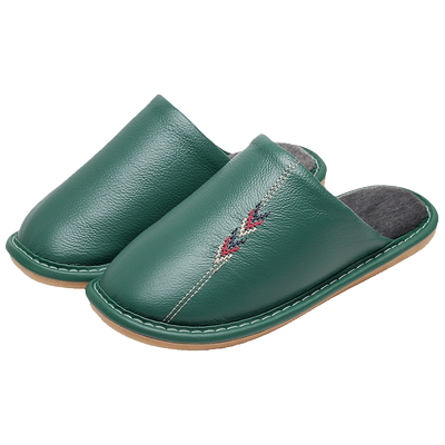家用防滑厚底真皮保暖拖鞋