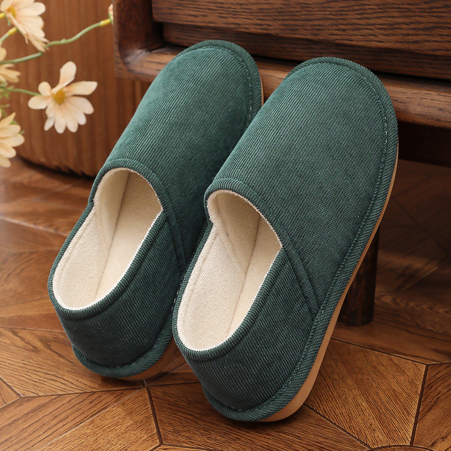 男女薄款包跟棉鞋秋冬室内居家透气吸汗轻便软底家用保暖拖鞋防滑