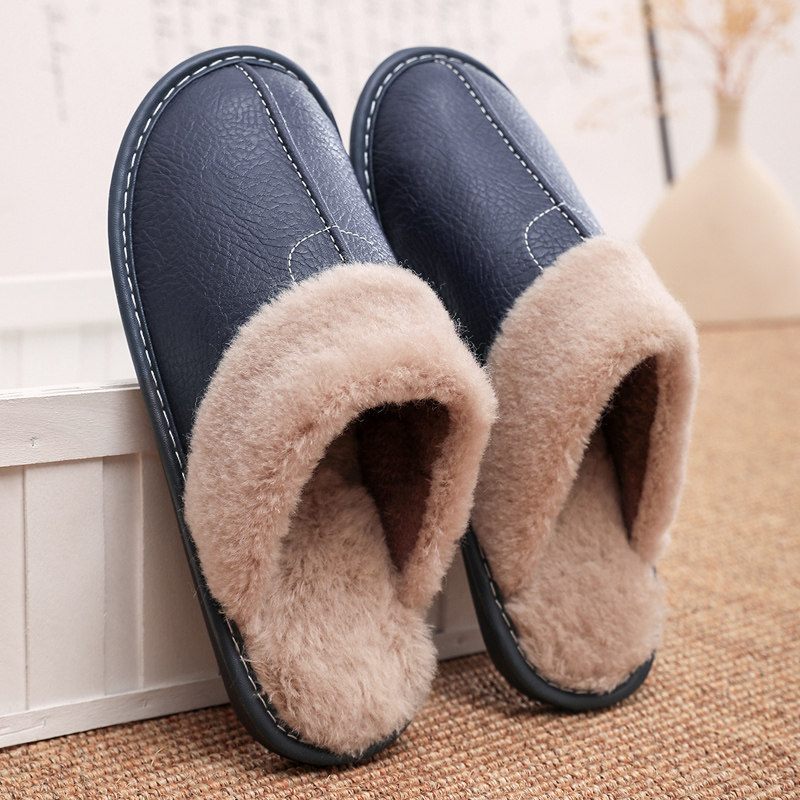 男士秋冬室内保暖棉拖鞋