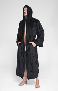 欧美法兰绒睡袍男冬加厚超长款珊瑚绒浴袍睡衣女冬天特大码家居服