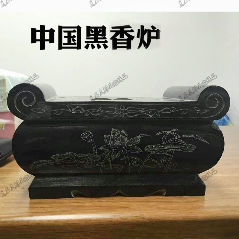 香炉天然石材石头中国黑汉白玉大理石青石雕墓地祭祀供奉花瓶狮子