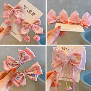 春新款甜美粉色系碎花儿童发饰立体对夹女童发夹网红女童头饰品