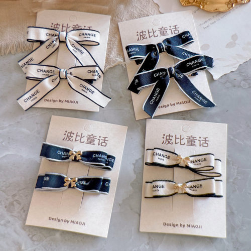 新款小香风精致织带蝴蝶结发夹 时尚高级感侧边刘海夹鸭嘴夹发饰