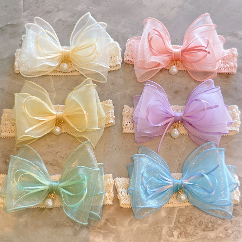 25韩版新款珍珠皇冠儿童头饰宝宝发饰宽边蝴蝶结婴儿发带公主头带