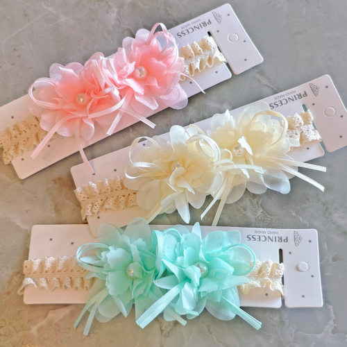 新款韩系雪纺多层花朵仙气婴儿发带 幼儿宝宝弹力头带儿童发饰品