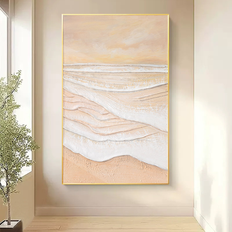 奶油风玄关装饰画肌理油画