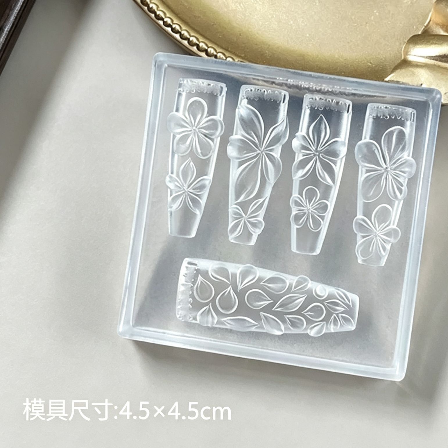 美甲硅胶模具透明花朵造型浮雕雕花春日暖花鸡蛋花蝴蝶结卡通装饰