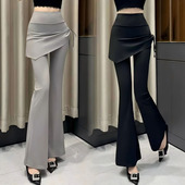 提臀瑜伽裤 2026春夏新款 休闲高腰修身 时尚 女 假两件抽绳裙帘微喇裤