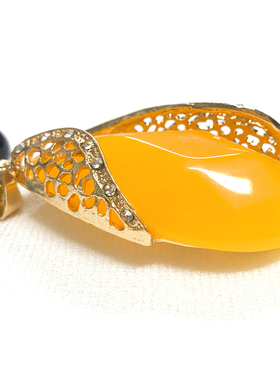 棉麻蜜蜡长款波西米亚吊坠项链