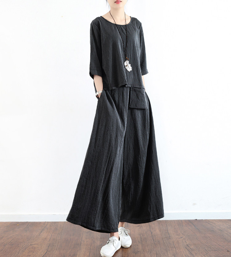 2025春秋季新款原创设计女套装中袖T恤阔腿裤两件套宽松文艺时尚,女装/女士精品,时尚套装,淘宝优惠券,粉丝福利购,淘宝优惠卷