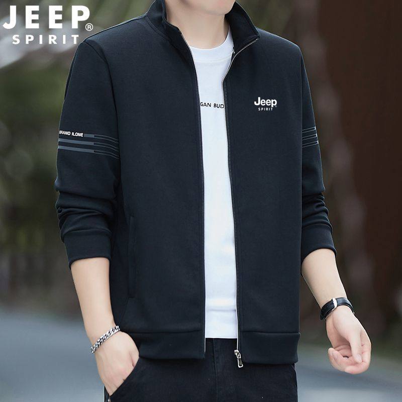 JEEP吉普立领卫衣男士夹克新款开衫春秋休闲宽松运动拉链外套