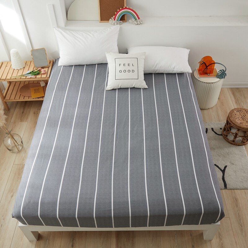 条纹格子纯棉床笠单件 席梦思防尘保护罩床垫套防滑全包全棉床罩