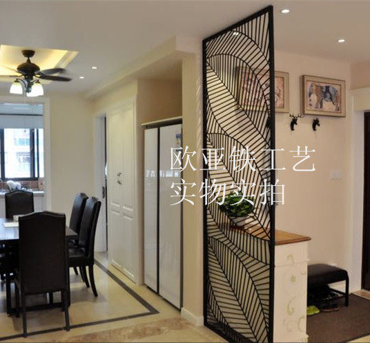 客厅欧式铁艺隔断 酒店创意铁艺屏风 鞋柜玄关花格隔断可以定做