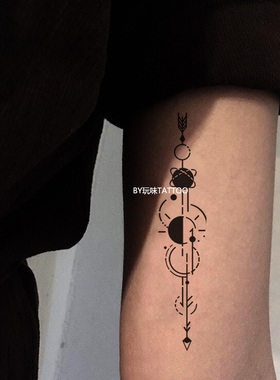 原宿风线条纹身贴玩味tattoo太阳