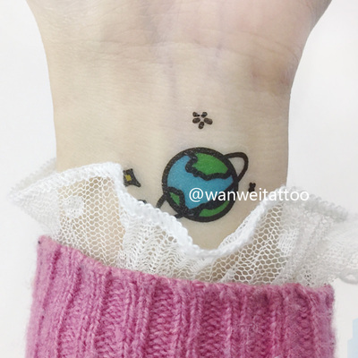 可爱纹身贴玩味tattoo地球纹身