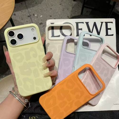 豹纹液态手机壳 适用苹果17 16 14 Pro Max iphone15 Pro max 大孔手机保护套 简约纯色高级感手机壳