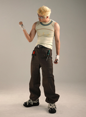 JohariWindow  运动汗衫背心男夏新款设计感小众印花项圈t恤上衣