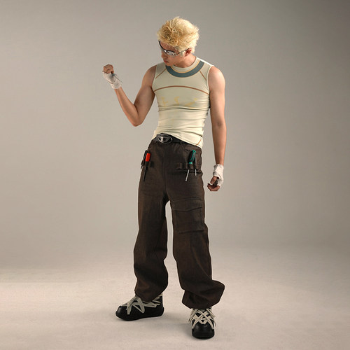 JohariWindow  运动汗衫背心男夏新款设计感小众印花项圈t恤上衣