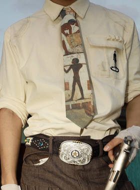 JohariWindow 末日废土古埃及壁画印花原创设计小众配饰纯棉领带