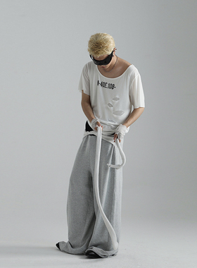 JohariWindow 做旧破洞印花假两件T恤