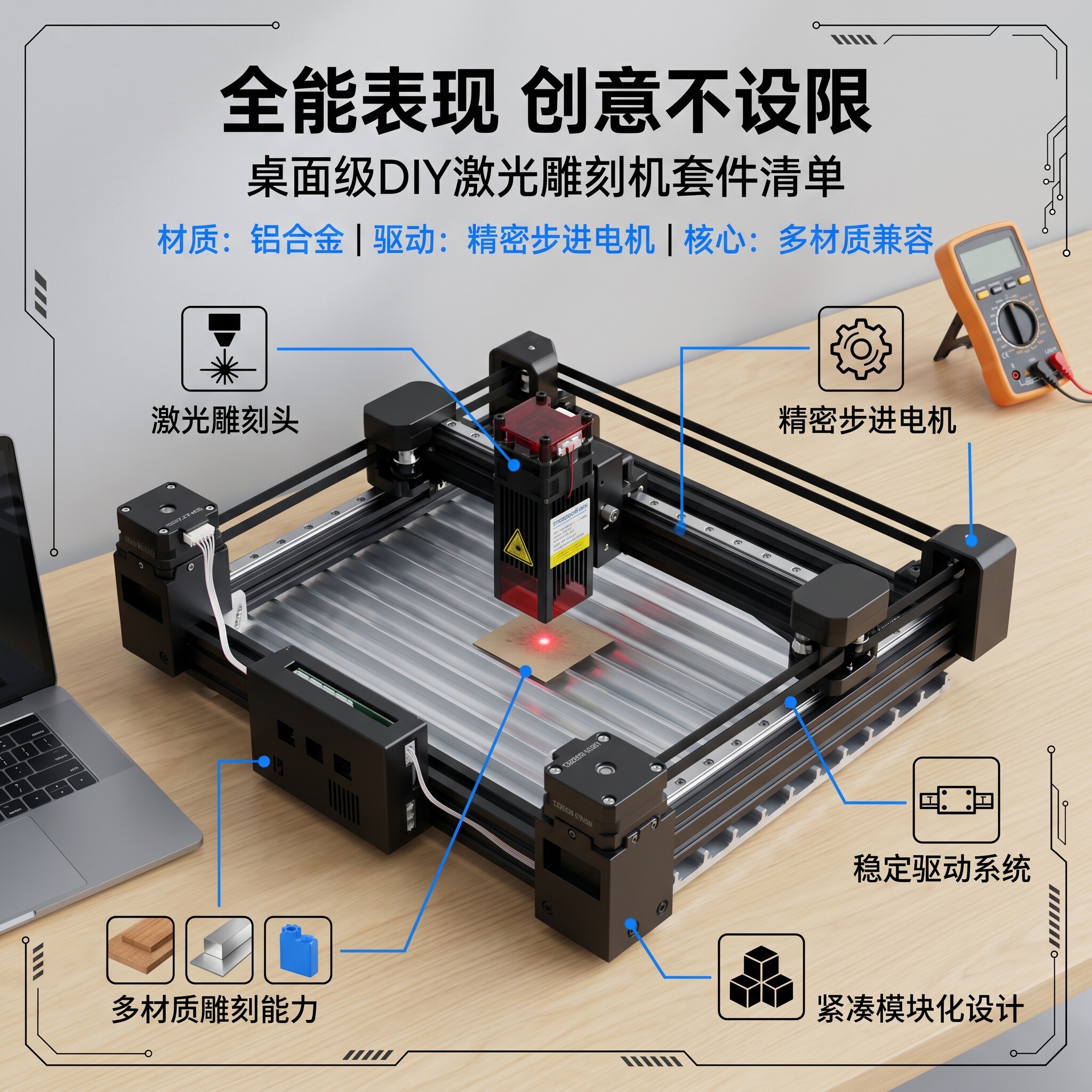 无界3桌面激光雕刻机大功率家用