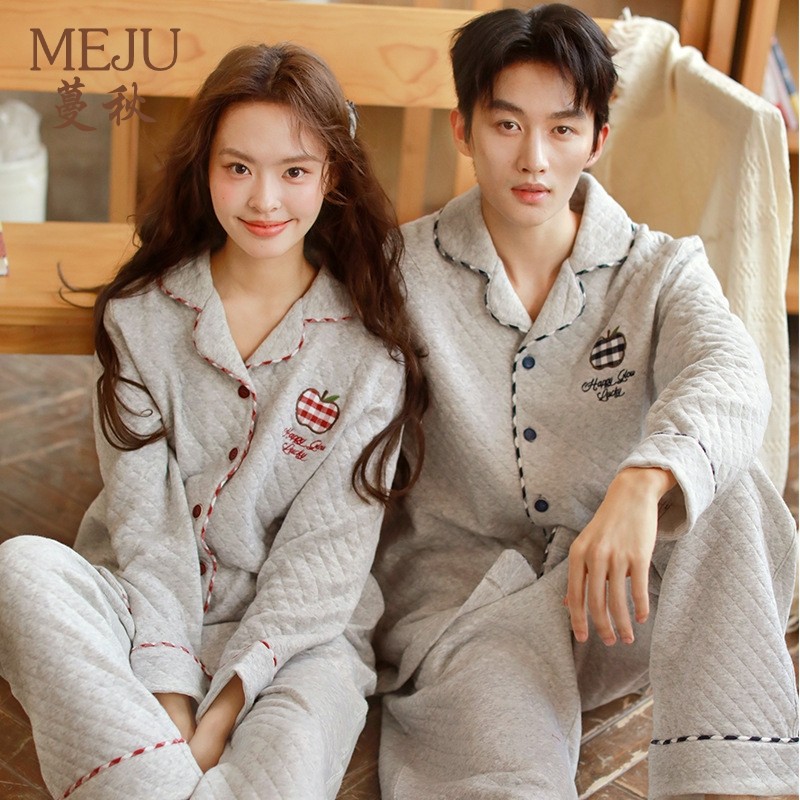 蔓秋MEJU男女情侣保暖睡衣秋冬三层夹棉空气棉套装加厚简约家居服,女士内衣/男士内衣/家居服,睡衣/家居服套装,淘宝优惠券,粉丝福利购,淘宝优惠卷
