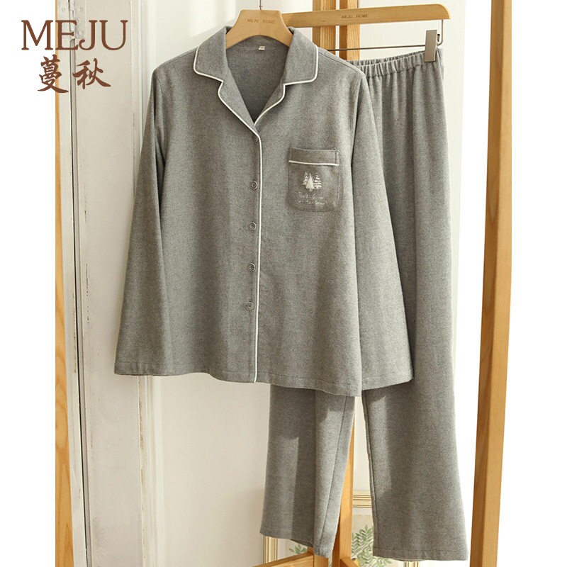 男士简约宽松家居服绒布睡衣套装